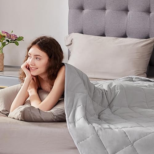 Miniatura 7 de Manta pesada (60 x 80 pulgadas, 20 libras, tamaño queen), ultrasuave y acogedora manta pesada refrescante para adultos, manta pesada con manta suave