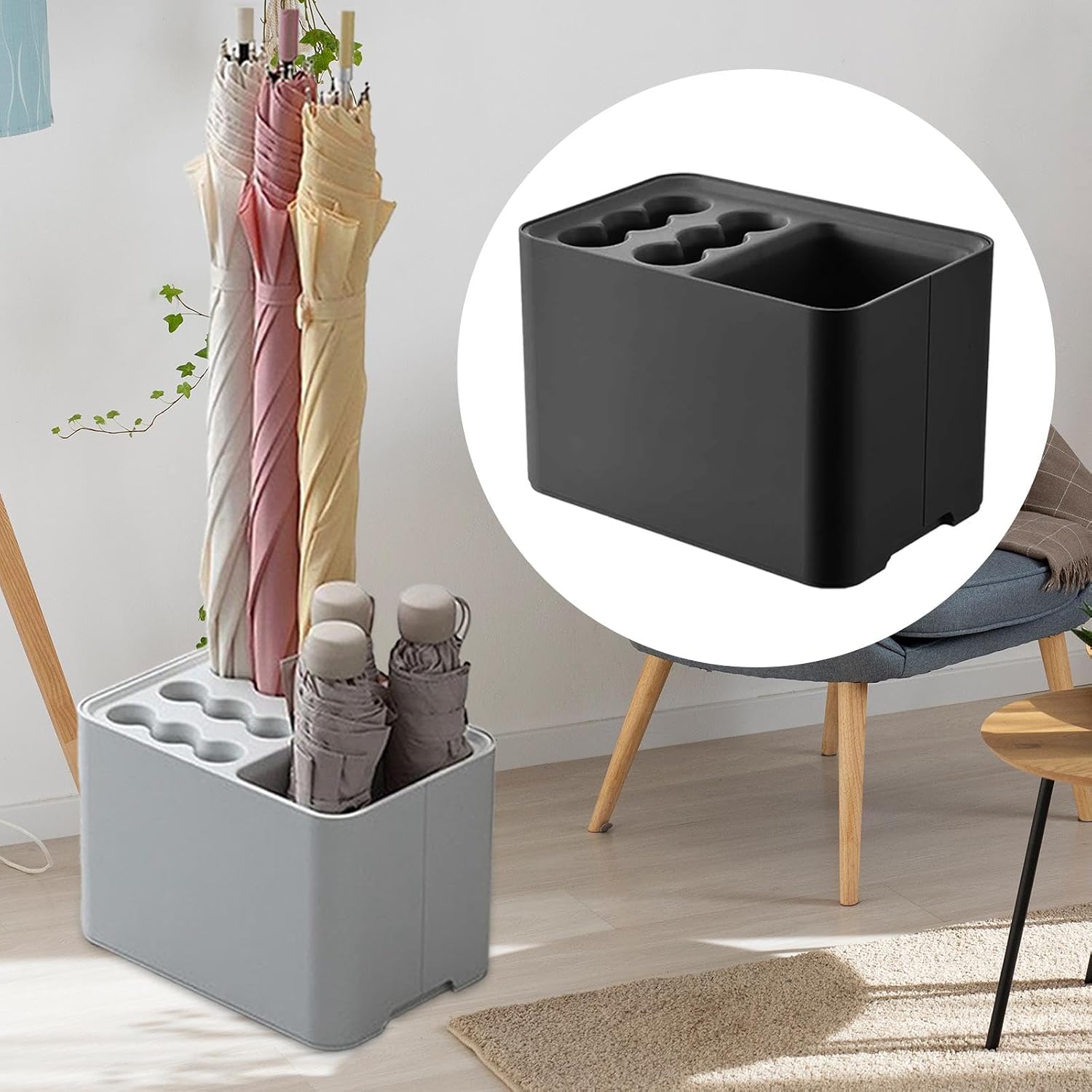 Entryway Umbrella Stand with Removable Drip Tray Small Umbrella Holder nizer for Hallway Storage (Black)