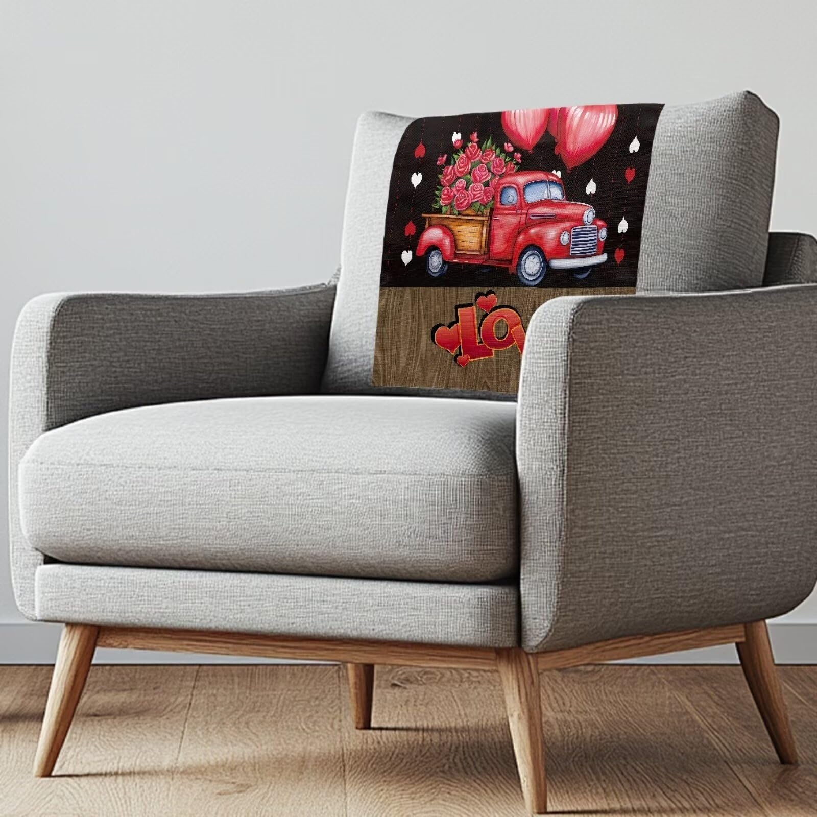GLENLCWE Red Valentines Day Truck Love Slipcovers for Couches and Sofas Recliner Headrest Protector Dining Chair Slipcover Headrest Dust Cover 1 Pcs
