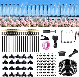 20M Automatisches Bewässerungssystem Garten 360 °, Automatische Bewässerung mit 20 Stück Einstellbare Düse, für Outdoor Balkon Gewächshaus Hochbeet Topfpflanzen Pflanzen