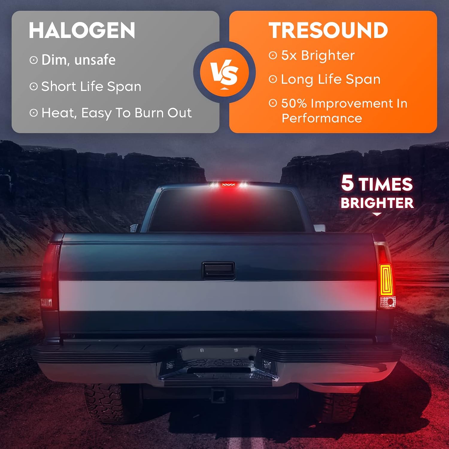 Tresound LED Tail lights + Brake Light for Chevy/GMC C/K 1500 2500 3500 88-99, for Silverado 94-98, for Blazer 92-94, Smoke Lens