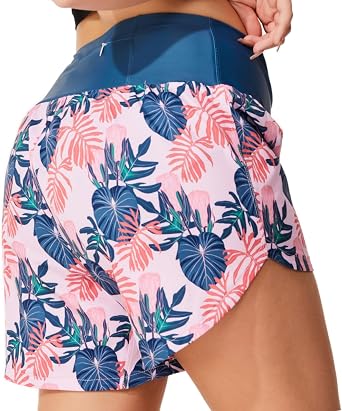 Swim Shorts Women High Waisted Tummy Control Swim Board Shorts Quick Dry Bathing Suit Swimwear Bottoms with Liner