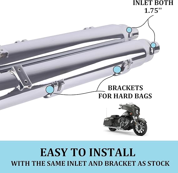 SHARKROAD 4 Slip On Mufflers for 2014-UP Indian Partial Models