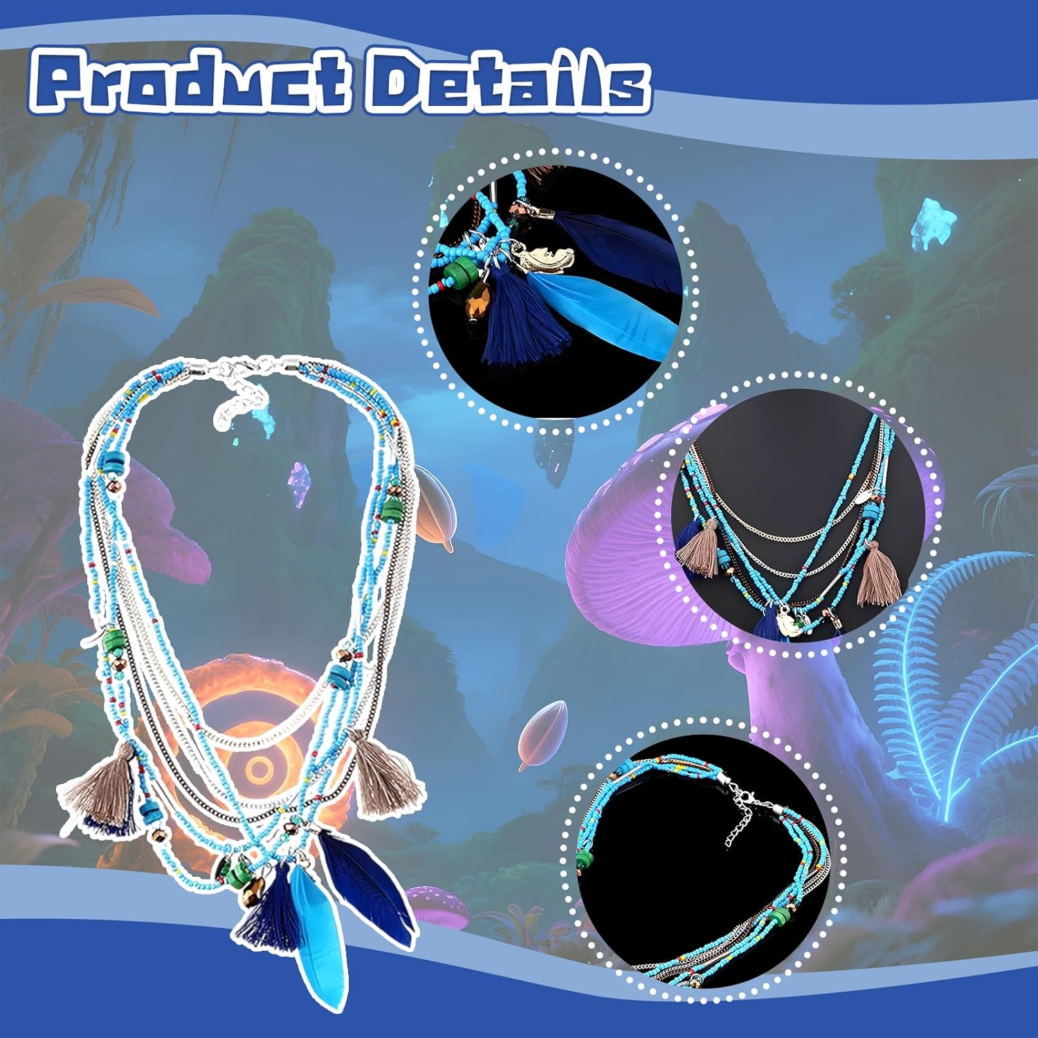 Condition photo showing New/Like New for Halloween Cosplay Costume Accessories Blue Elf Outfit Ears Feather Necklace Tail Apron Arm Cuff for Party Dess Up