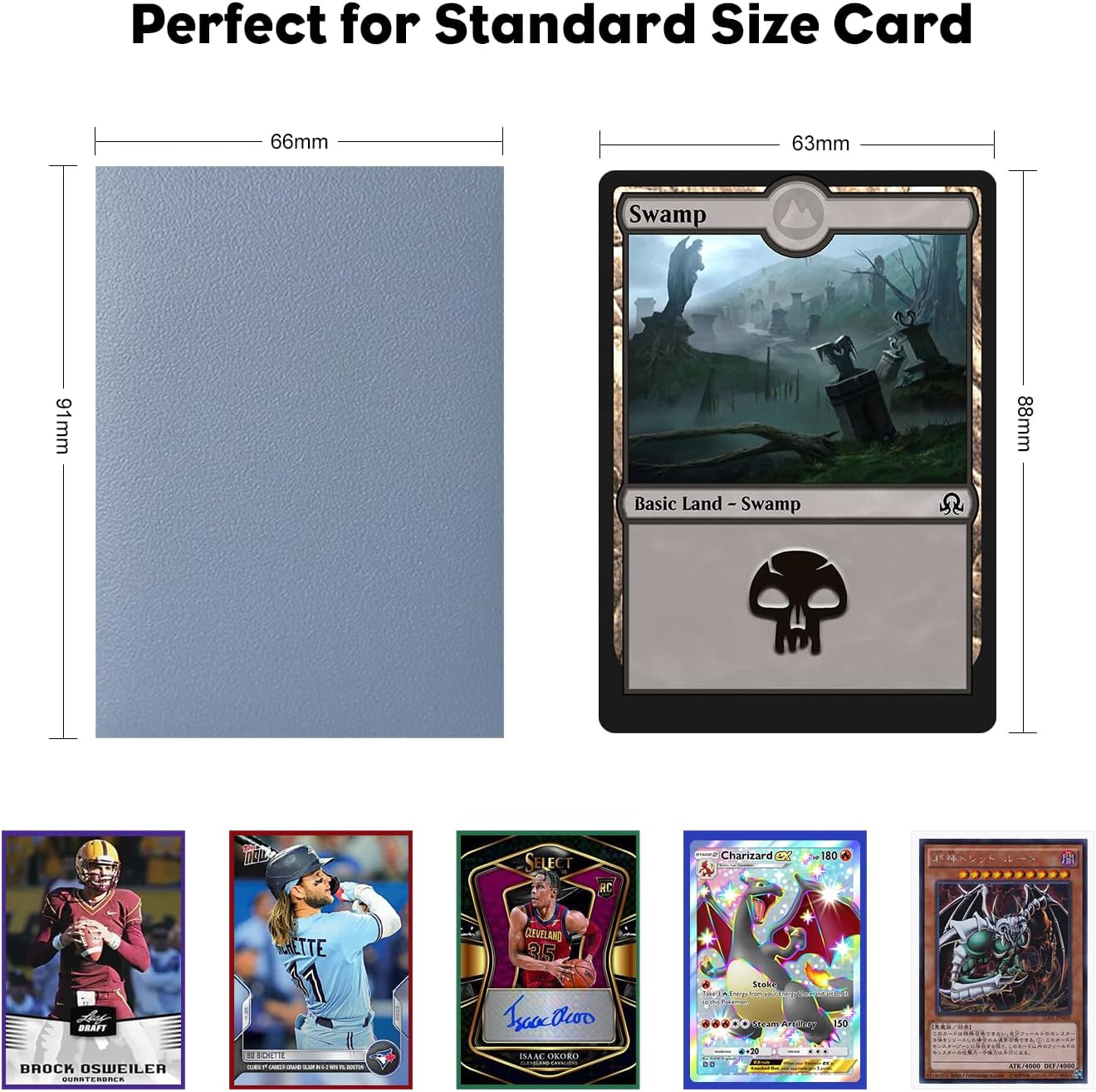 Gray MTG Card Sleeves 300CT, Matte Textured Back Card Sleeve Deck Card Protectors, Standard Size Card Sleeves for MTG, Baseball Card, Sports Cards, Game Card