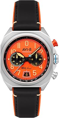 AVI-8 Mens 41mm Bell X-1 Machbuster Chronograph Watch with Leather Strap AV-4118
