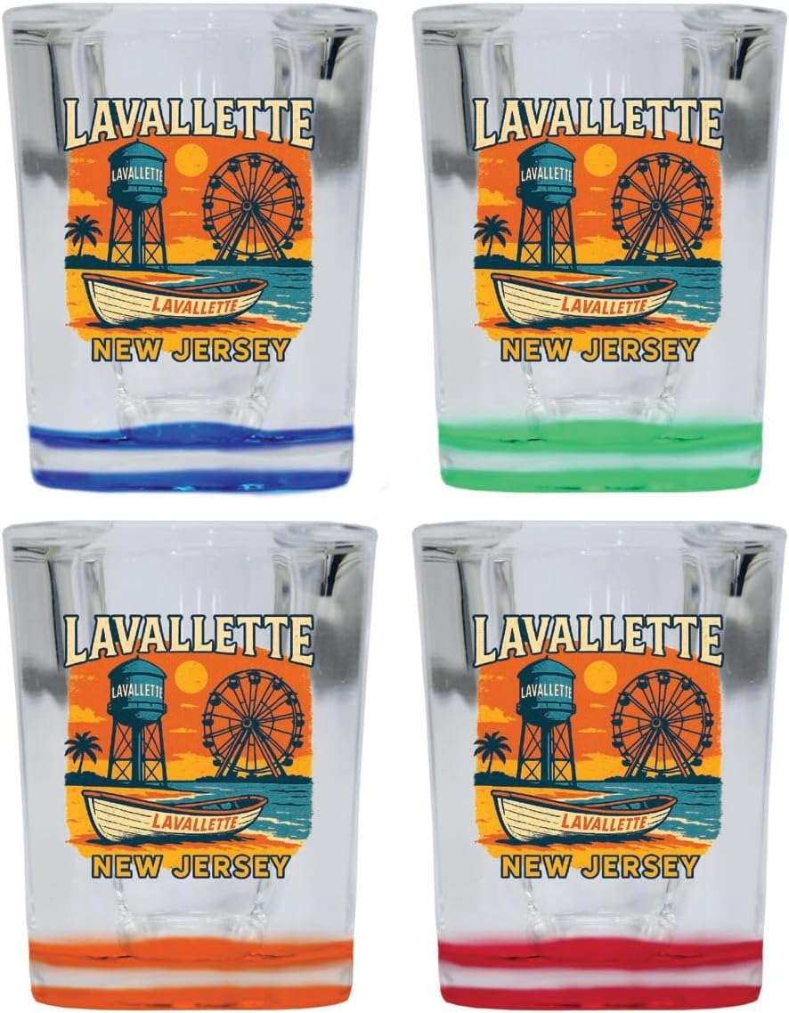 Lavallette New Jersey Vaso Shot Recuerdo Vintage 4 Pack