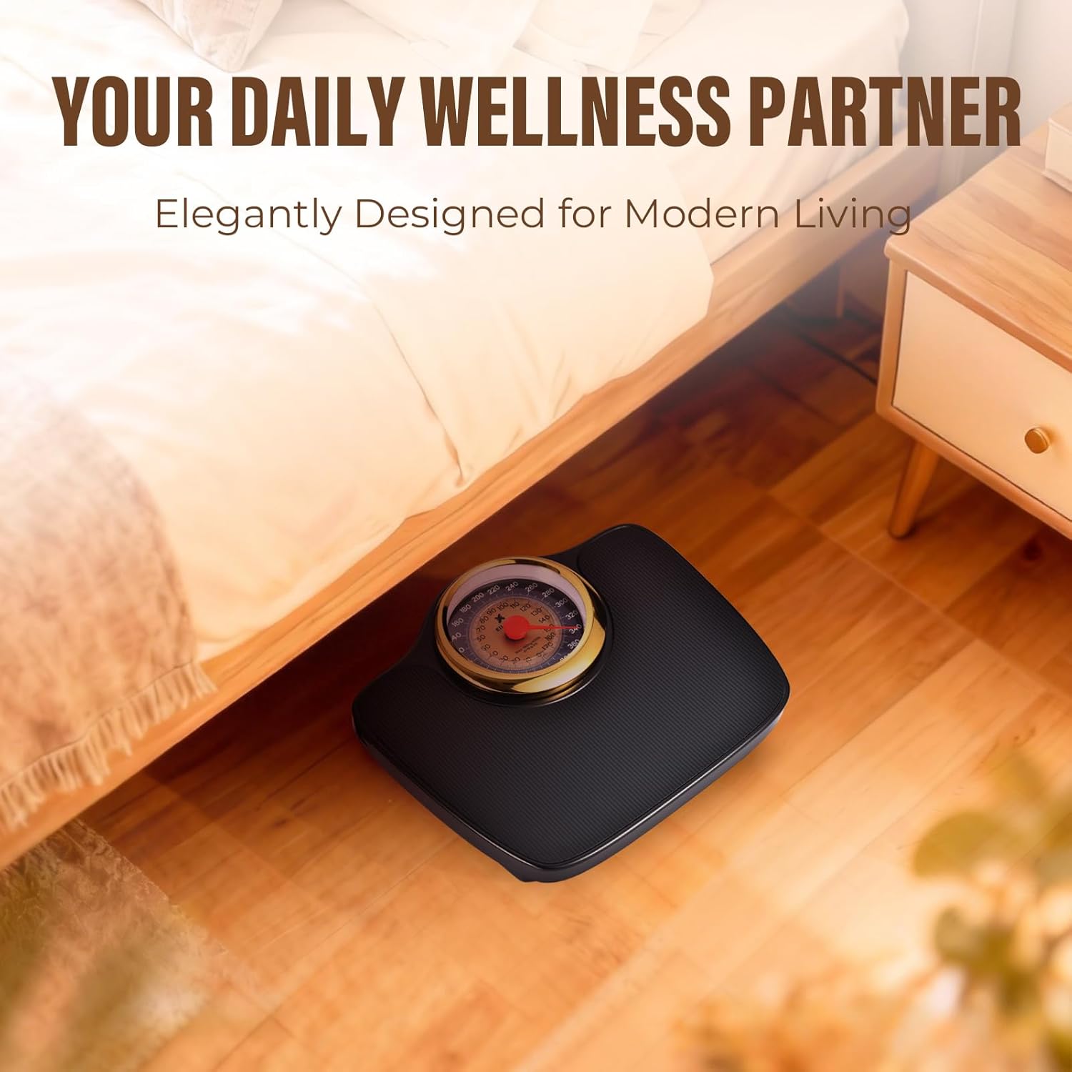 EILISON Mechanical Bathroom Scale for Home Use, Easy Read Analog Weight Scale with Large Dial Display in lb/kg, 400lb Capacity, Non-Slip Surface (Black)