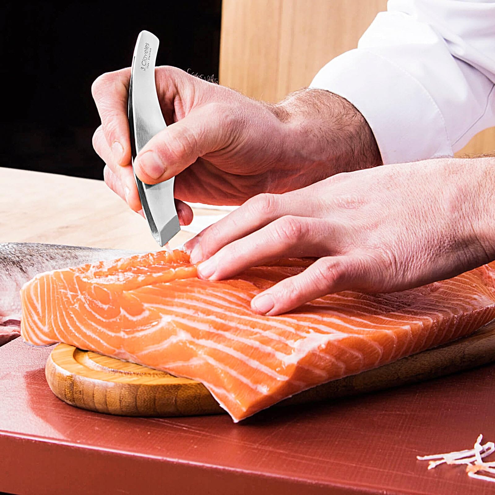 3 Claveles Pinzas Pescado o Jamón, Acero Inoxidable-(14cm), 14 cm