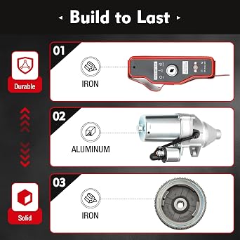Electric Start Conversion Kit for 11HP-13HP Engines (2011 & Older) - Easy Key Ignition Starter Motor & Flywheel Kit, Stop Pull Starting, DIY Installation, Durable Aluminum/Iron Low-Emission Starter