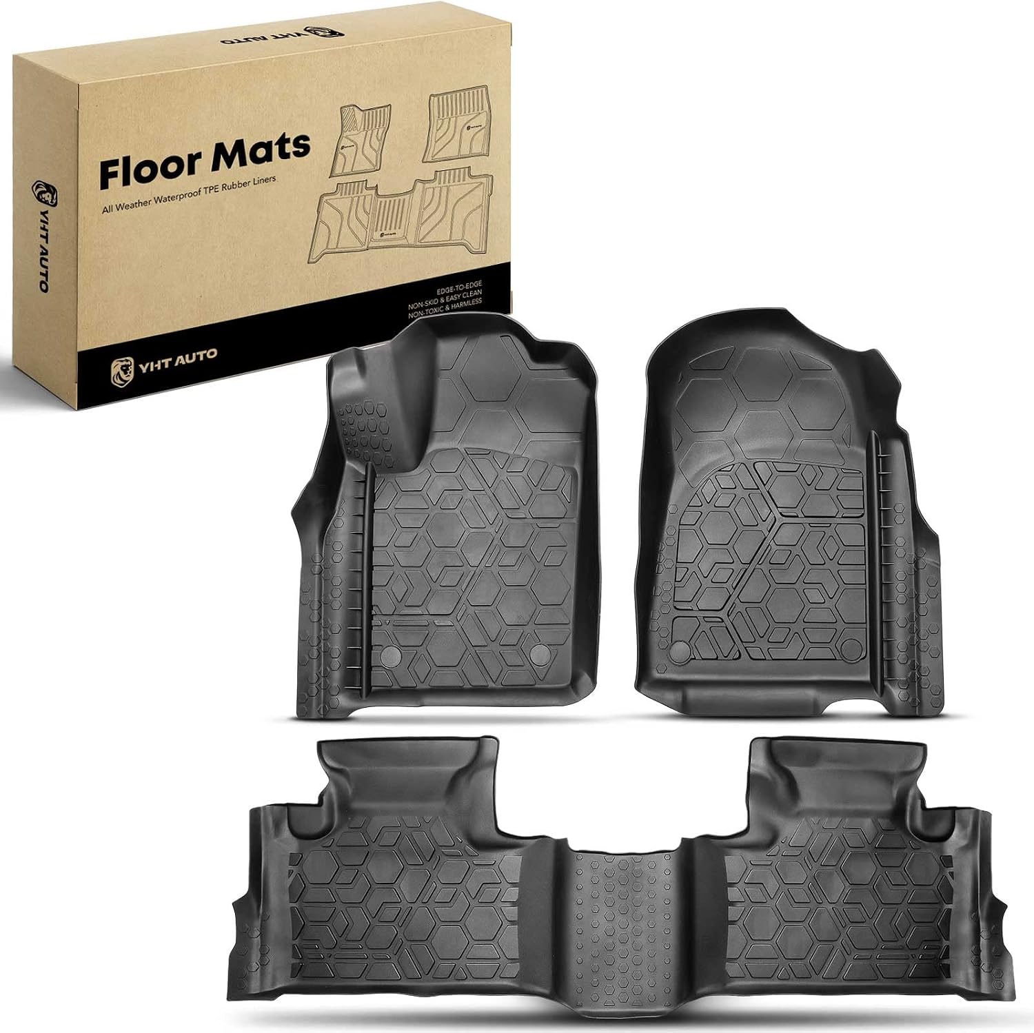 VIWIK All-Weather TPE Floor Mats For 2016-2023 Dodge Durango – 3-Piece Set, Black