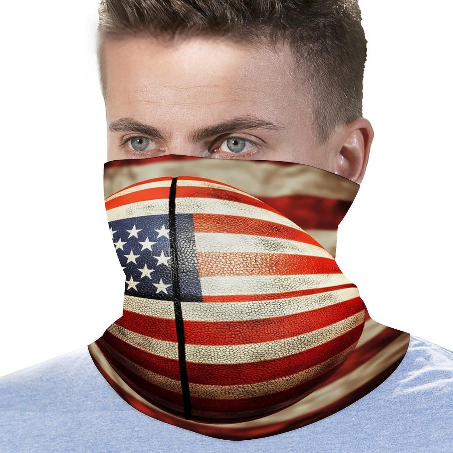 USA Flag Basketball Face Cover Neck Gaiters for Men Women Sun Protection Mask Scarf Hiking Bandana