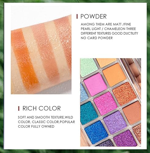 Miniatura 4 de ONarisae Paleta de sombras de ojos altamente pigmentada, paleta de sombra de ojos con brillo mate, paleta de sombra de ojos colorida de larga