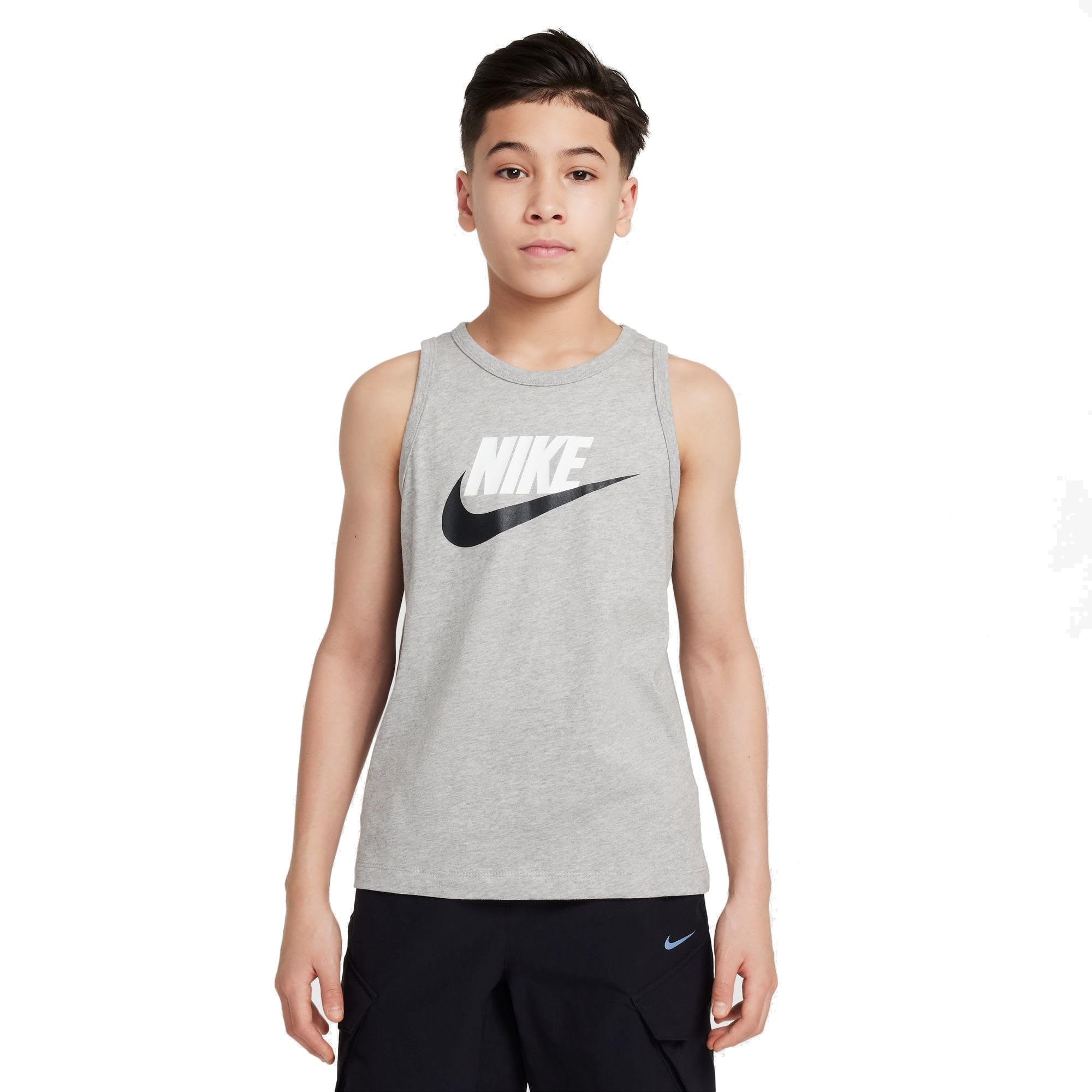 Nike Kids' Sportswear Tank Top, Dark Grey Heather/Black, Large