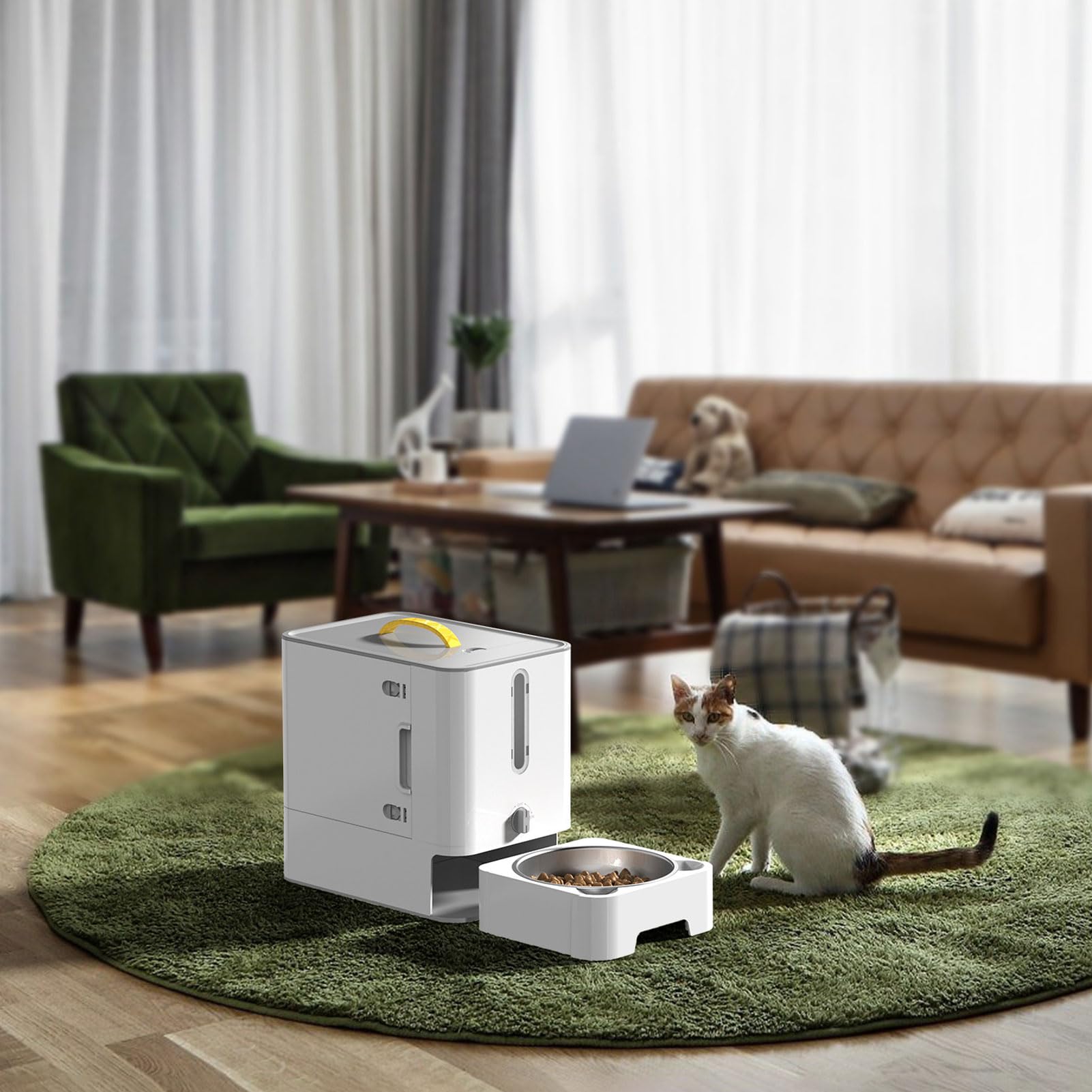 Distributore Automatico di Cibo per Cani Gatti Organizzatore di Snack di Grande capacità Alimentatore Automatico Temporizzato per Animali Domestici per Viaggi all'Aperto in (Grigio)