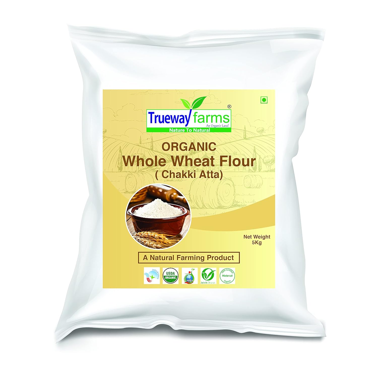 Trueway farms Organic Whole Wheat Flour (Chakki Atta), 5 kg Amazon.in
