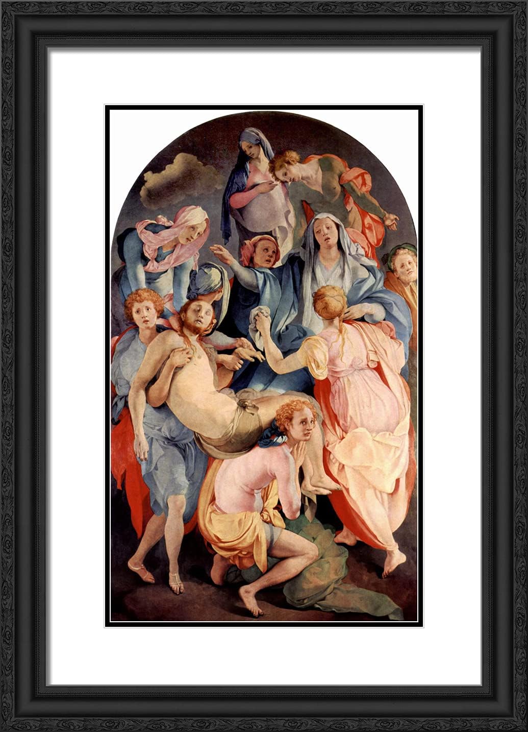 ArtDirect Pontormo, Jacopo 18x24 Black Ornate Framed Art Print with Double Matting Titled: Deposition From the Cross II