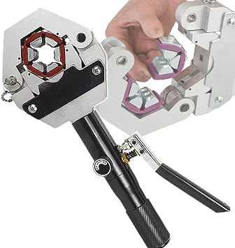 Hydraulic Hose Crimper, Ac Crimping Tool, For Barbed And Beaded Hose Fittings, Air Conditioning Repaire Ac Hose Crimper, With 6SRB, 6-8SRB, 8, 10SRB, 10, 12SRB, 12, Die Set,FS-7842