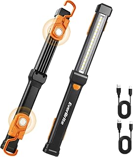 EverBrite 1000LM Work Light, Rechargeable Magnetic Flashlight, Black | 2 Magnetic Bases, Super Bright, 4 Lighting Modes, 360° Hanging Hooks, Garage, Workshop, Car Repair, Emergency & Gift Idea