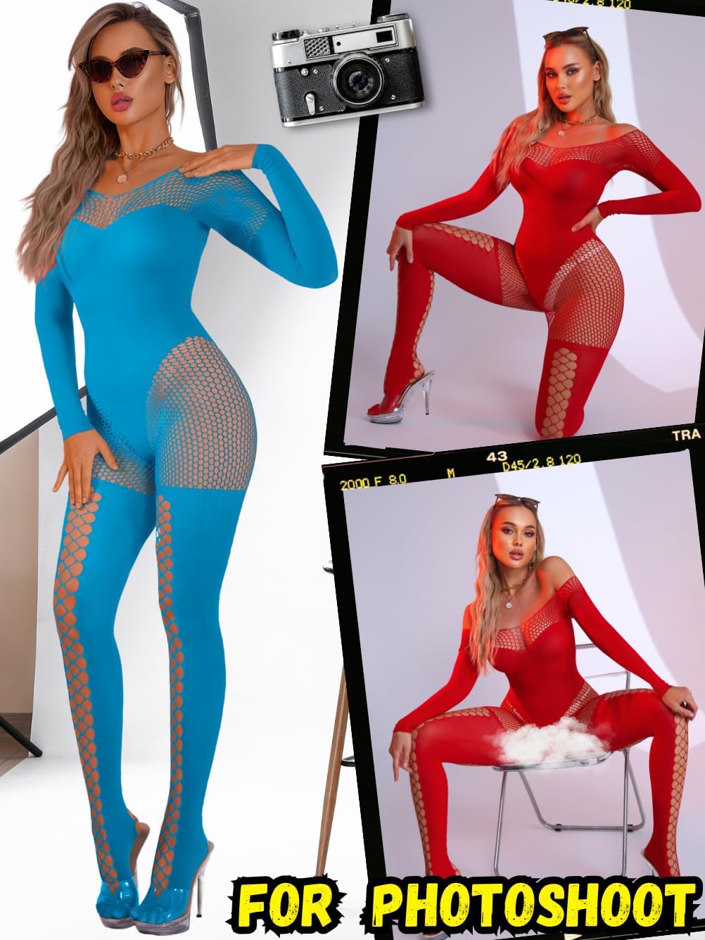 EHSUYAB Womens Sexy Full Fishnet Bodysuit, One Piece Mesh Lace Jumpsuit Body Stockings, Rave Club Poster Exotic Dancer Outfit
