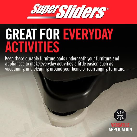 Super Sliders 3 Cupped Reusable Felt Furniture and Appliance Sliders for Hard Surfaces, Anti-Slip Protective Furniture Moving Pads for Beds, Sofas, Dressers, Set of 4, Beige