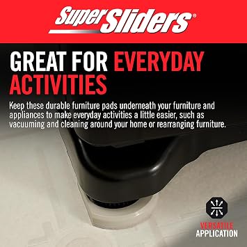 Super Sliders 3 Cupped Reusable Felt Furniture and Appliance Sliders for Hard Surfaces, Anti-Slip Protective Furniture Moving Pads for Beds, Sofas, Dressers, Set of 4, Beige
