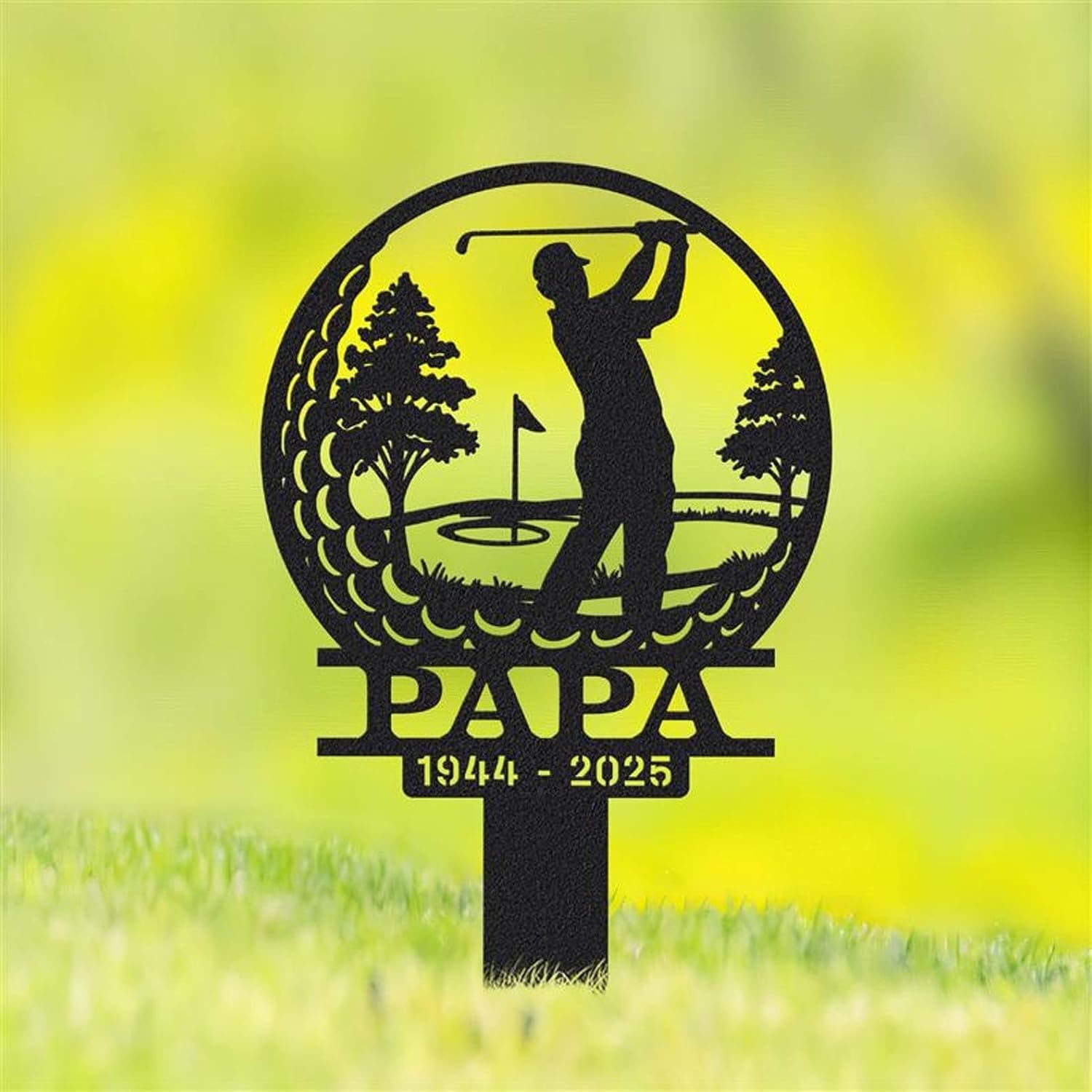 Golf Memorial Garden Stake – Custom Golfer Remembrance Sign, Metal Grave Marker for Yard, In Loving Memory Tribute Outdoor Decoration (Golf Memorial)