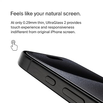 Belkin UltraGlass2 Scratch-Resistant Screen Protector iPhone 15 Pro | advanced nanotech glass, up to 2x stronger, scratch resistant, shatterproof, case-compatible, crystal clear, easy align tray