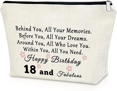 18th Birthday Gifts for Girls Makeup Bag Birthday Gifts for Women 18 Years Old Happy Birthday Gifts for Sister Cosmetic Bag Gifts for Your Daughter Turning 18 Born in 2006 Gifts Travel Pouch