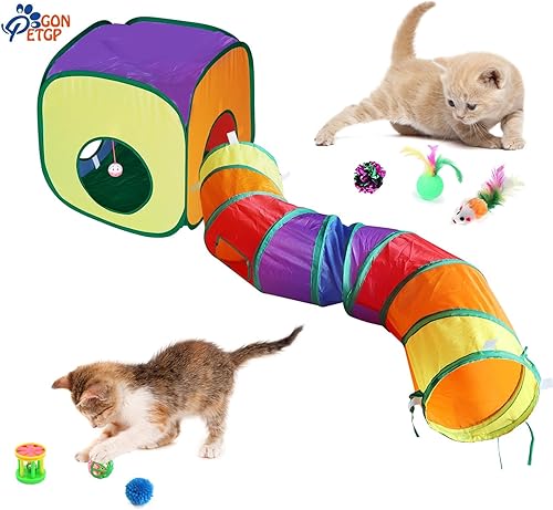 Miniatura 5 de Juguetes para gatos de interior, juego de juguetes para gatitos, túnel plegable para mascotas, juguetes de tienda de campaña, juguetes interactivos
