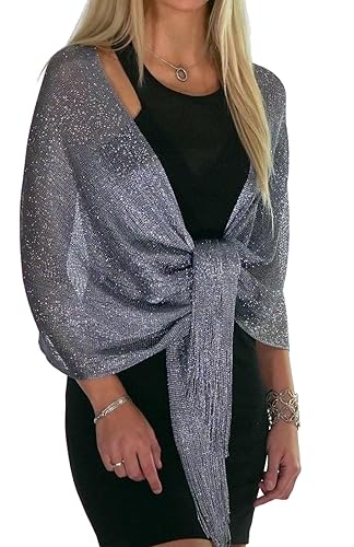 Shawls and Wraps for Evening Dresses, Metallic Glitter Shawls for