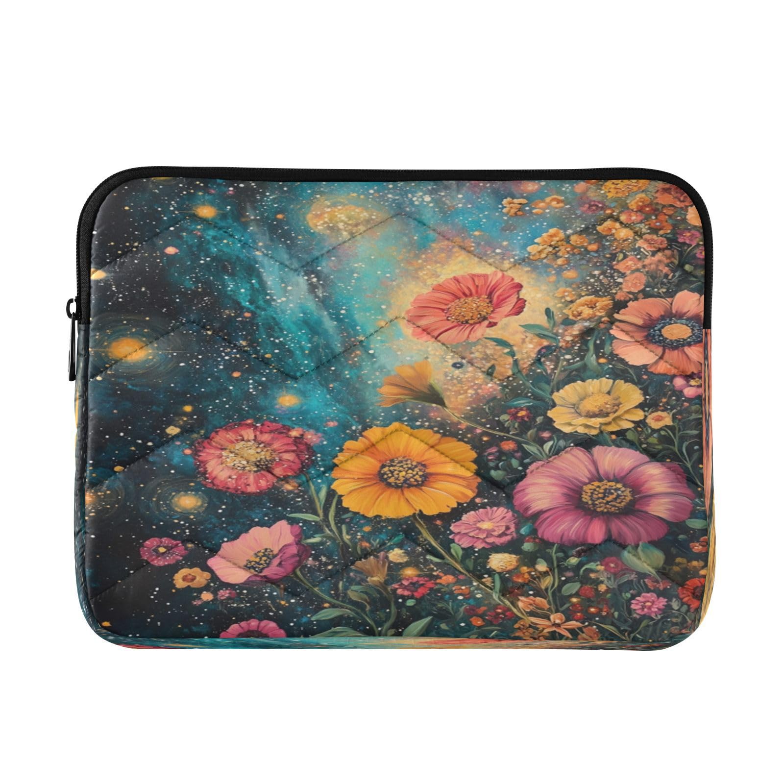 Flower Galaxy Midnight Blue Laptop Sleeve for 13-13.3 in Water Resistant Portable Laptop Sleeve Bag Case for Carry on Airport Travel