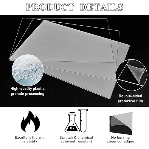 Vista 25 de Roowest Hojas gruesas de acrílico transparente, paneles de plástico cortados a medida, panel de tablero de acrílico fundido con película protectora