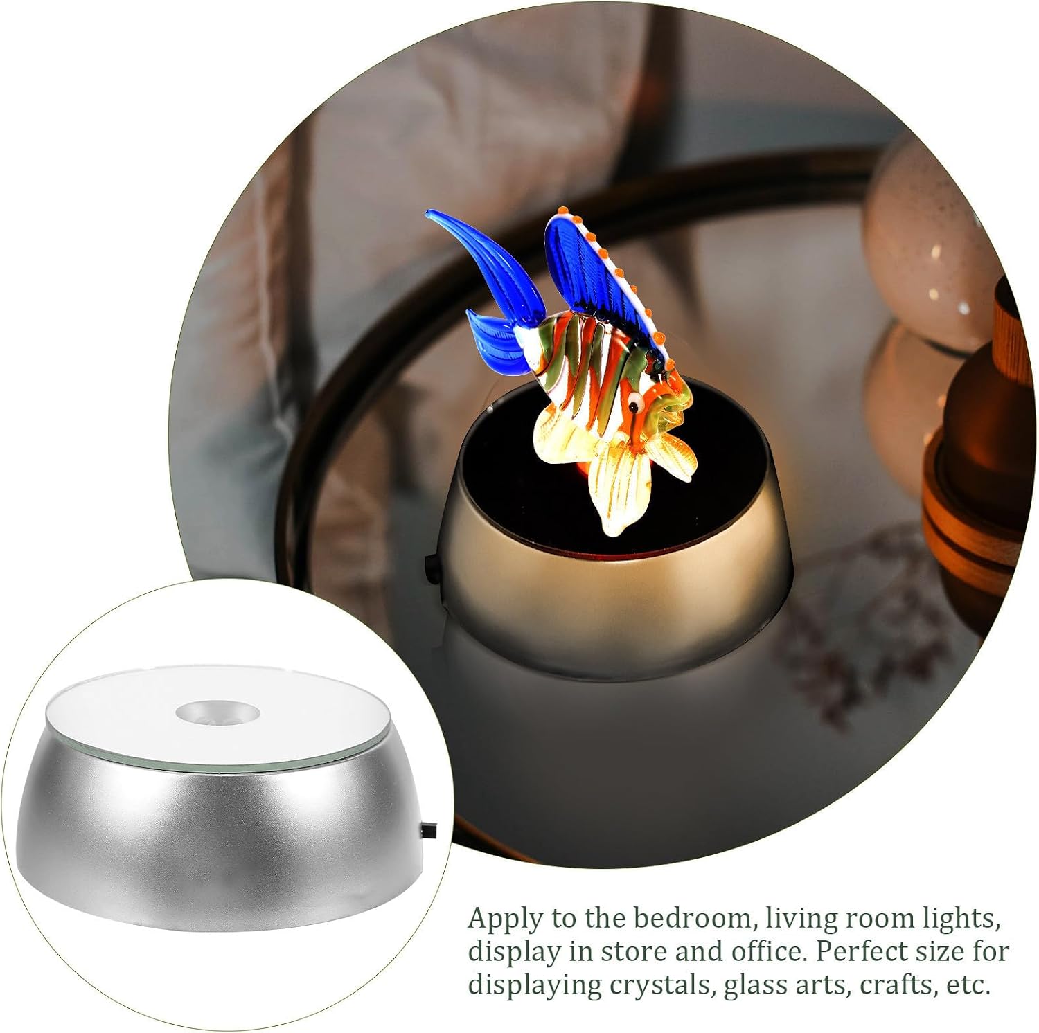 4pcs LED Display Stand Base round Silver Plastic Battery Powered
