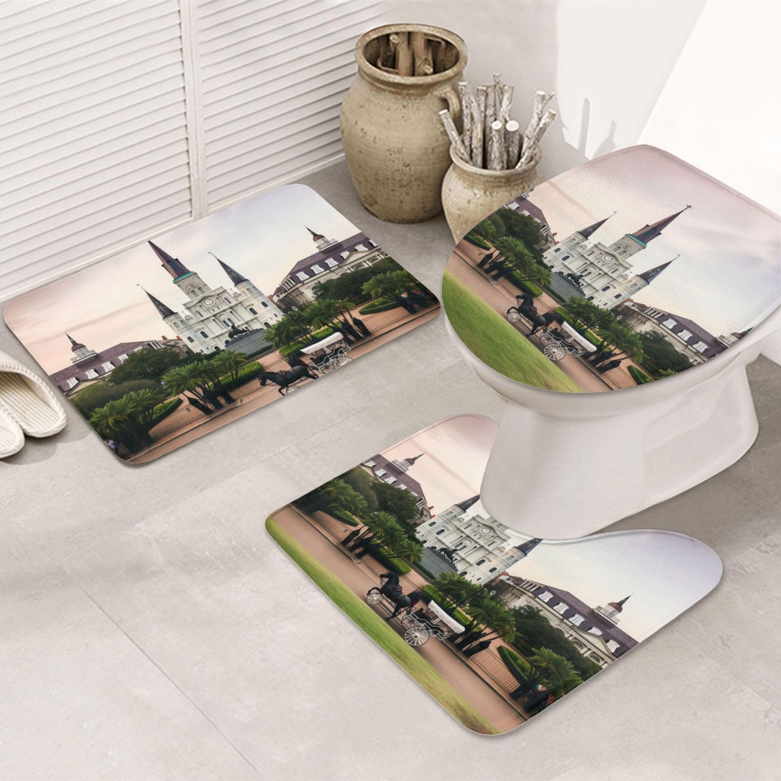 Tapis de bain carrés Jackson pour transformer l'ambiance des toilettes familiales