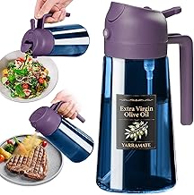 YARRAMATE 470ml lichtblockierender dunkler Ölsprüher zum Kochen, 2-in-1 UV Schutz ölzerstäuber für die Küche, hochwertige blaue Glasölflasche, lebensmittelechter Sprühflasche für die BBQ（violett）