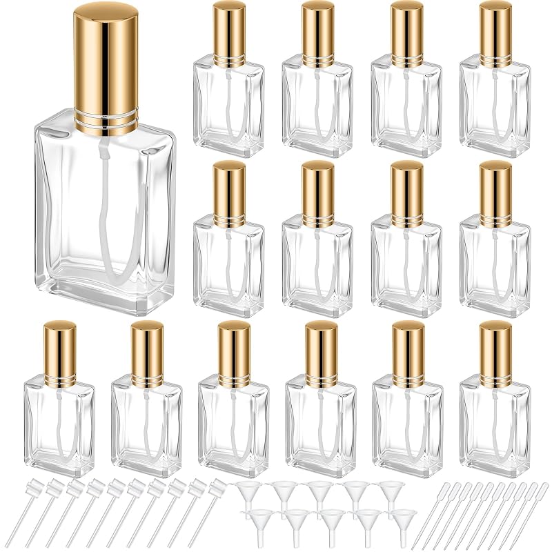 Frascos de Perfume Domensi de Vidro Quadrado, 30 mL, Dourados, Pacote com 30