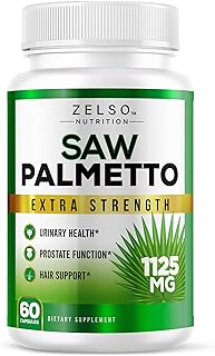 Saw Palmetto Prostate Supplement for Men, 3-in-1 Benefits, Extra Strength DHT Blocker for Hair Growth and Beta Blocker for Urinary Health, Potent Prostate Function Support, 30 Day Supply (60 Count)