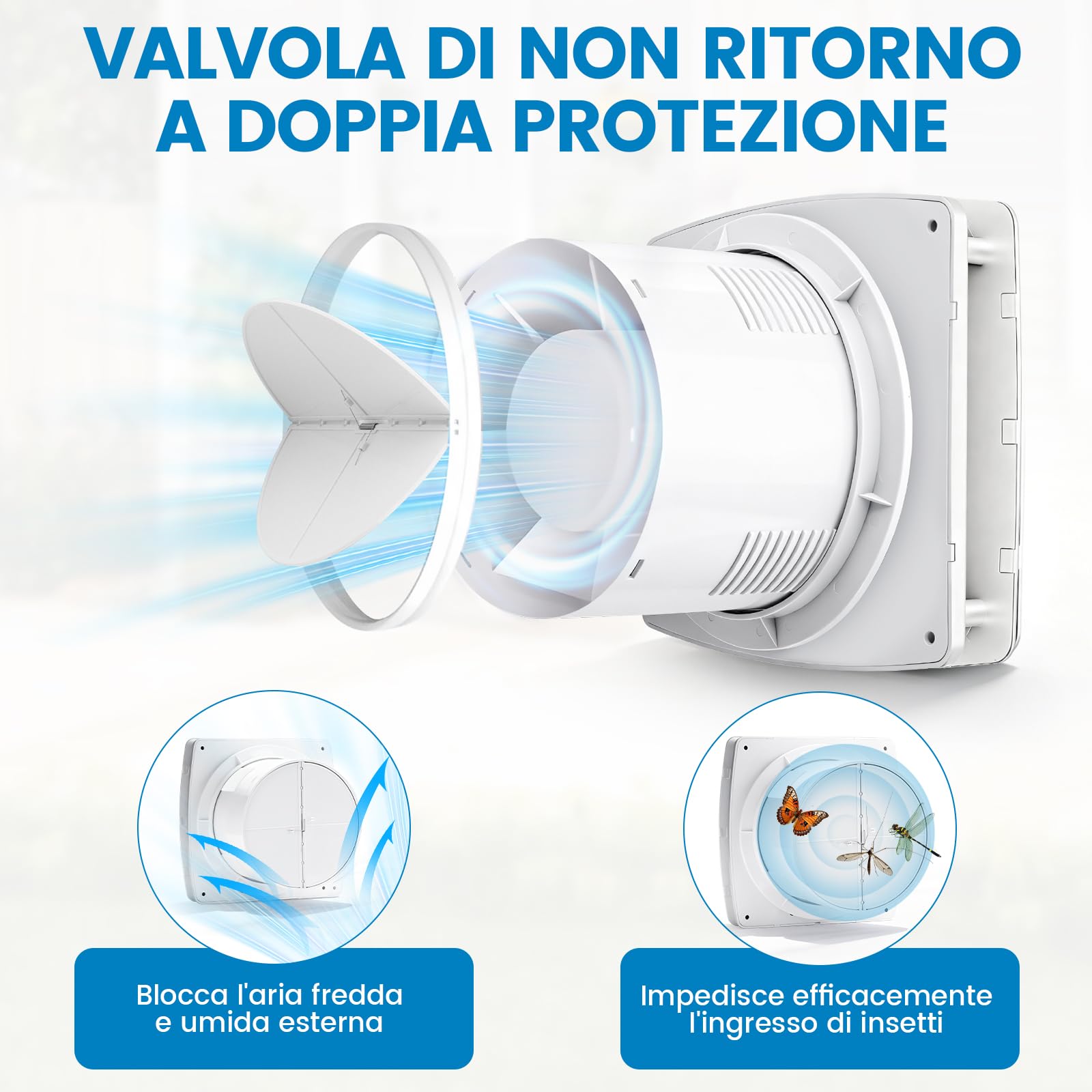 XIIW Aspiratore Bagno 100mm Ventola Aspirazione Bagno con Timer Regolabile Silenzioso 34dB, 95 m³/h, 12W | Estrattore d'Aria con Clapet Antiritorno e IPX4, Ventilatore Per WC, Cucina - Bianco