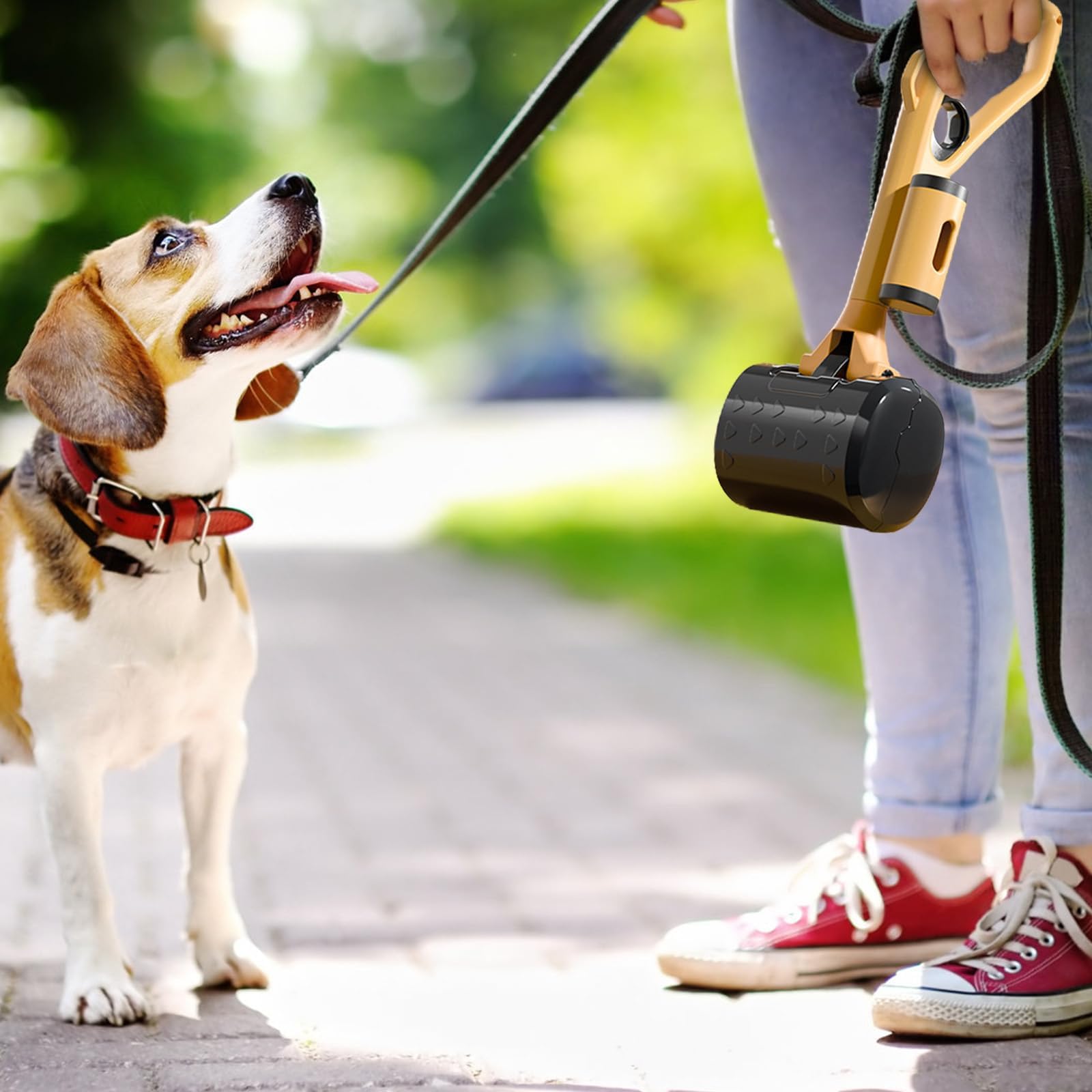 Ensemble de pelle à déjections canines portable avec poignée, ramasseur de déchets pour chiens et chats, comprend un distributeur de sacs à déjections canines et des sacs, ressort élastique pour