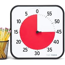 TIME TIMER Original Large 30 x 30 cm - 60 Minute Visual Analogue Timer Clock - Optional Acoustic Alarm Volume Control No Loud Ticking Time Management Device Black