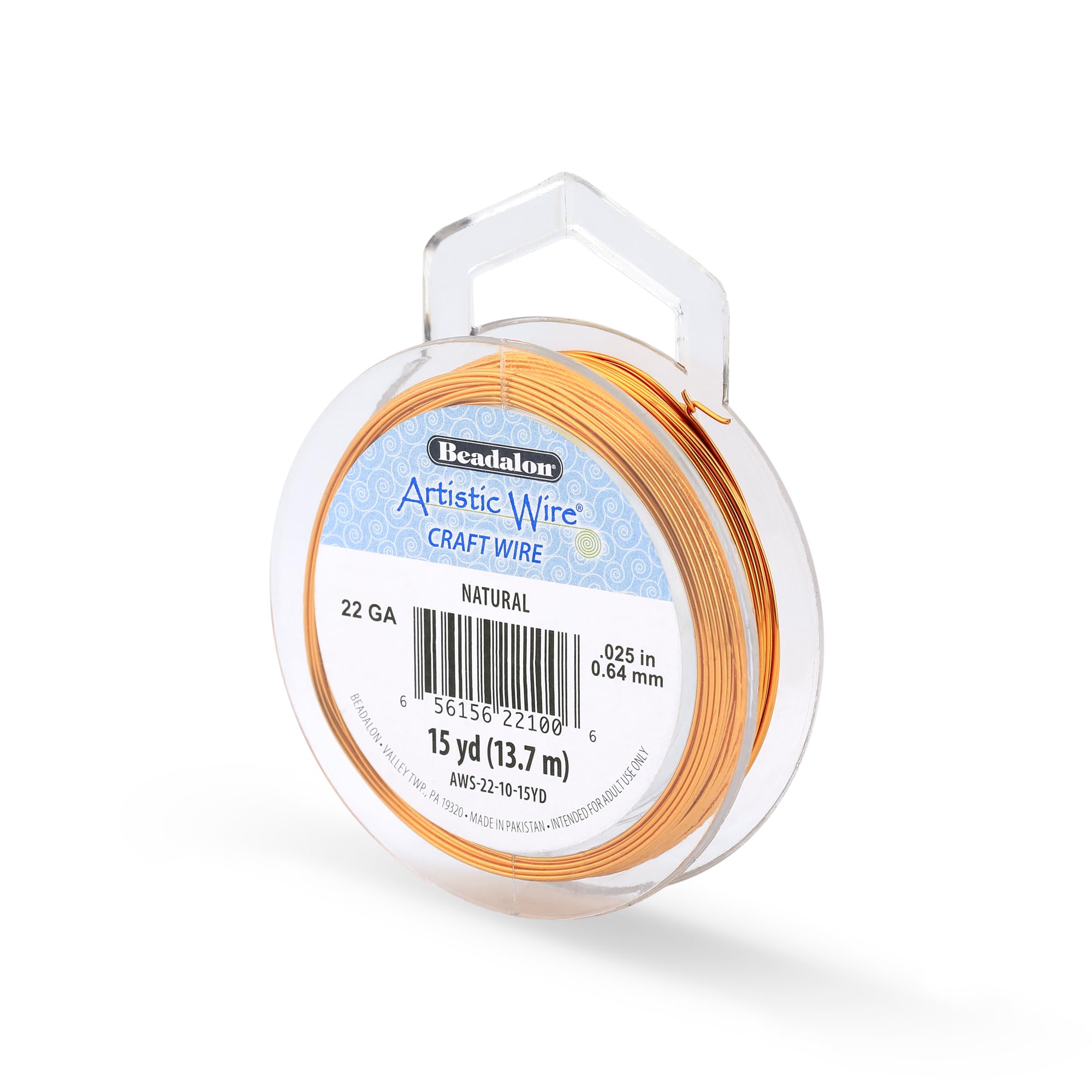 Artistic Wire, 22 Gauge Tarnish Resistant Colored Copper Craft Wire, Natural, 15 yd