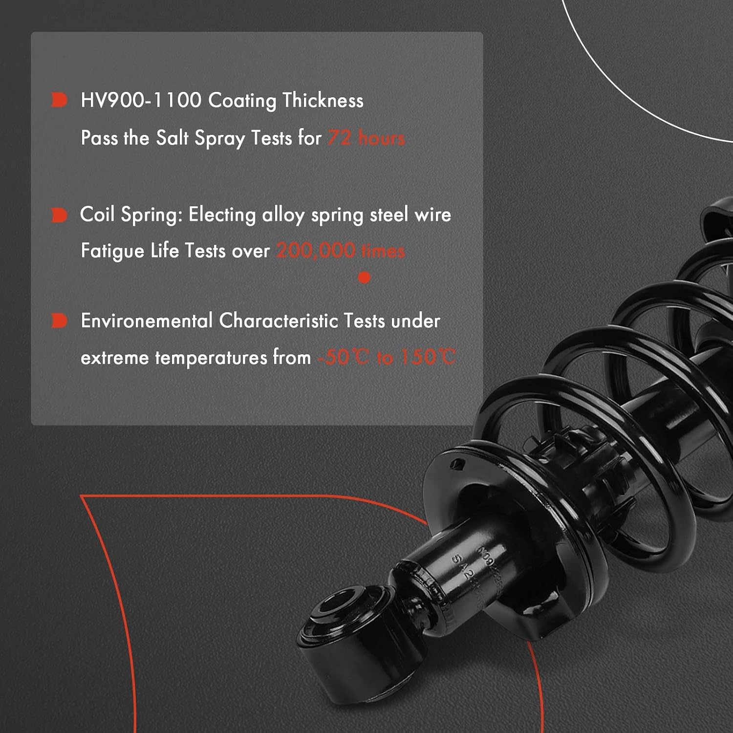 A-Premium Rear Struts Compatible with Honda Ridgeline [FWD] 2017-2020/2022-2023 - 2x Replacement Suspension Complete Strut Assembly Shock with Coil Spring