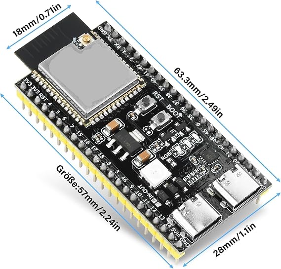 DUBEUYEW ESP32-S3 DevKitC-1 N16R8 Dev Board, External Antenna, 3 Pack