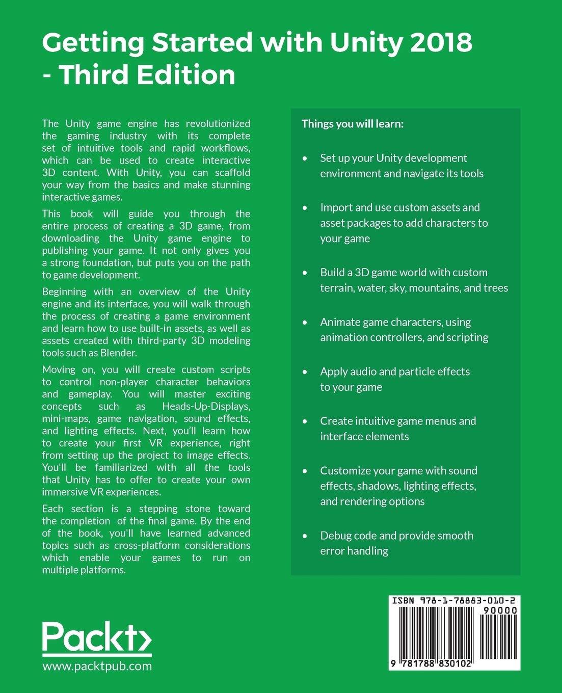 Getting Started with Unity 2018 - Third Edition: A Beginner's Guide to 2D  and 3D game development with Unity (English Edition) : Lavieri, Dr. Edward:  Amazon.de: Books