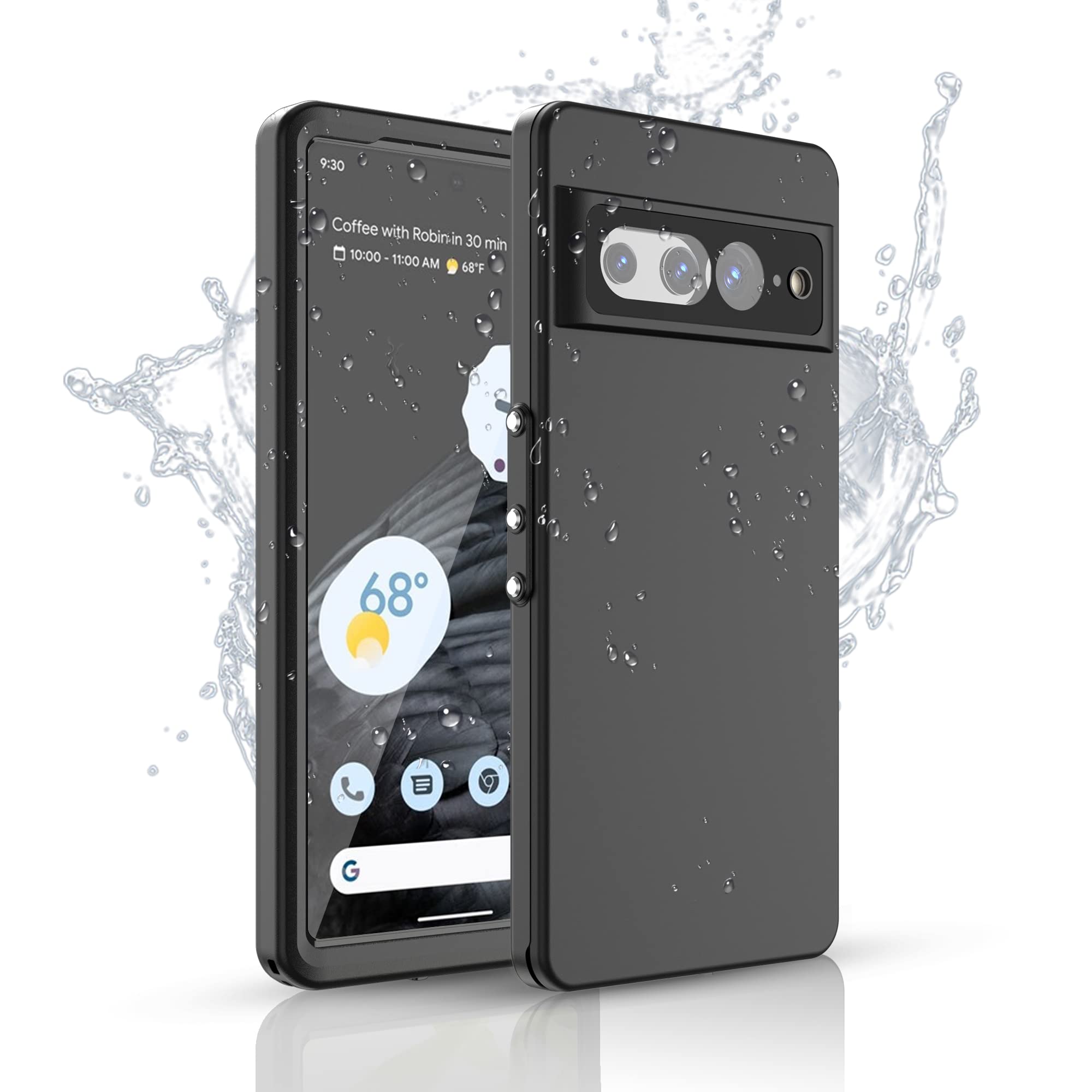 Hülle für Google Pixel 7 Pro Wasserdicht Hülle mit Displayschutz 360 Grad Outdoor Armor Schutzhülle Hardcase IP68 Waterproof Staubdicht Handyhülle Heavy Duty Case Schwarz