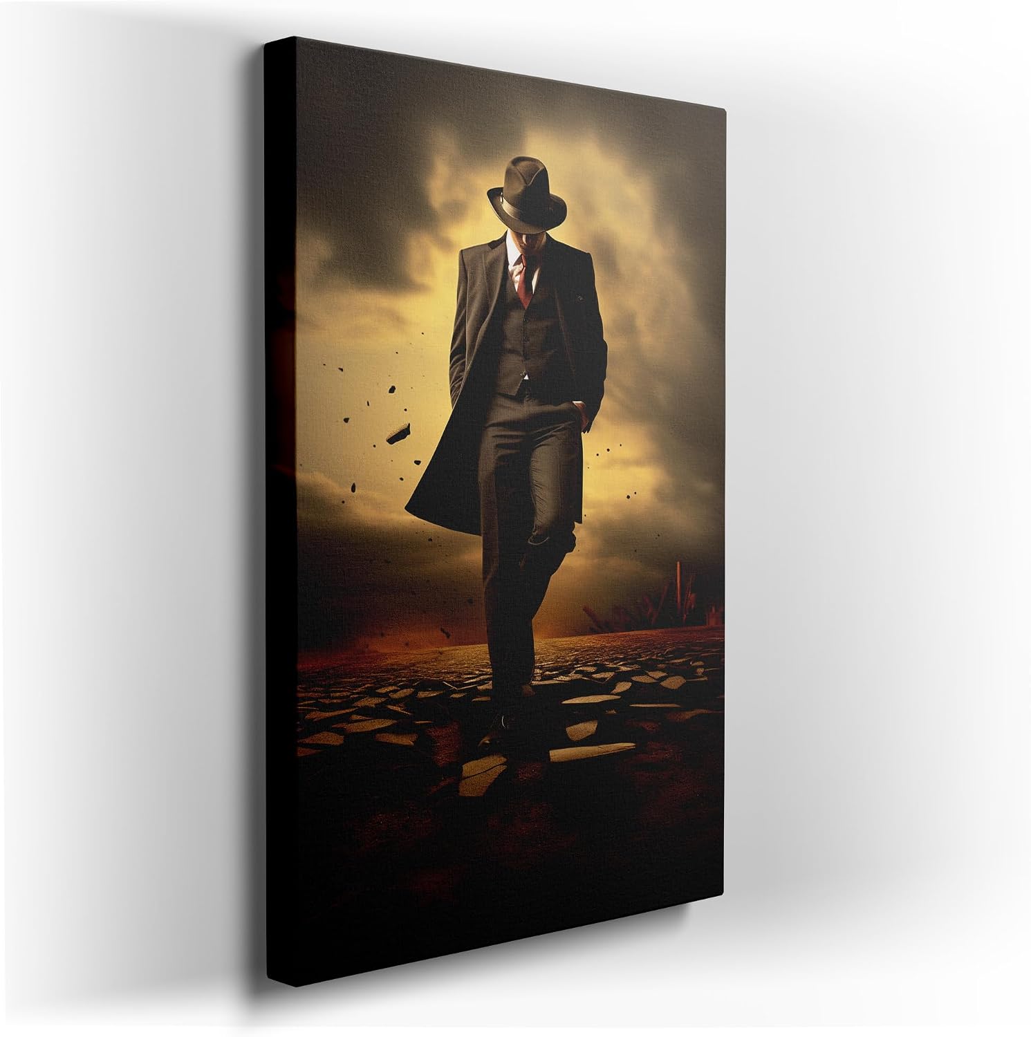 Canvas for Living room. Walking Through the Ruins of Time: A Mysterious Journey Across a Broken Landscape, 27 x 18 inch Canvas Wall Art - Ready to Hang - 69x46 cm (27x18 inch)