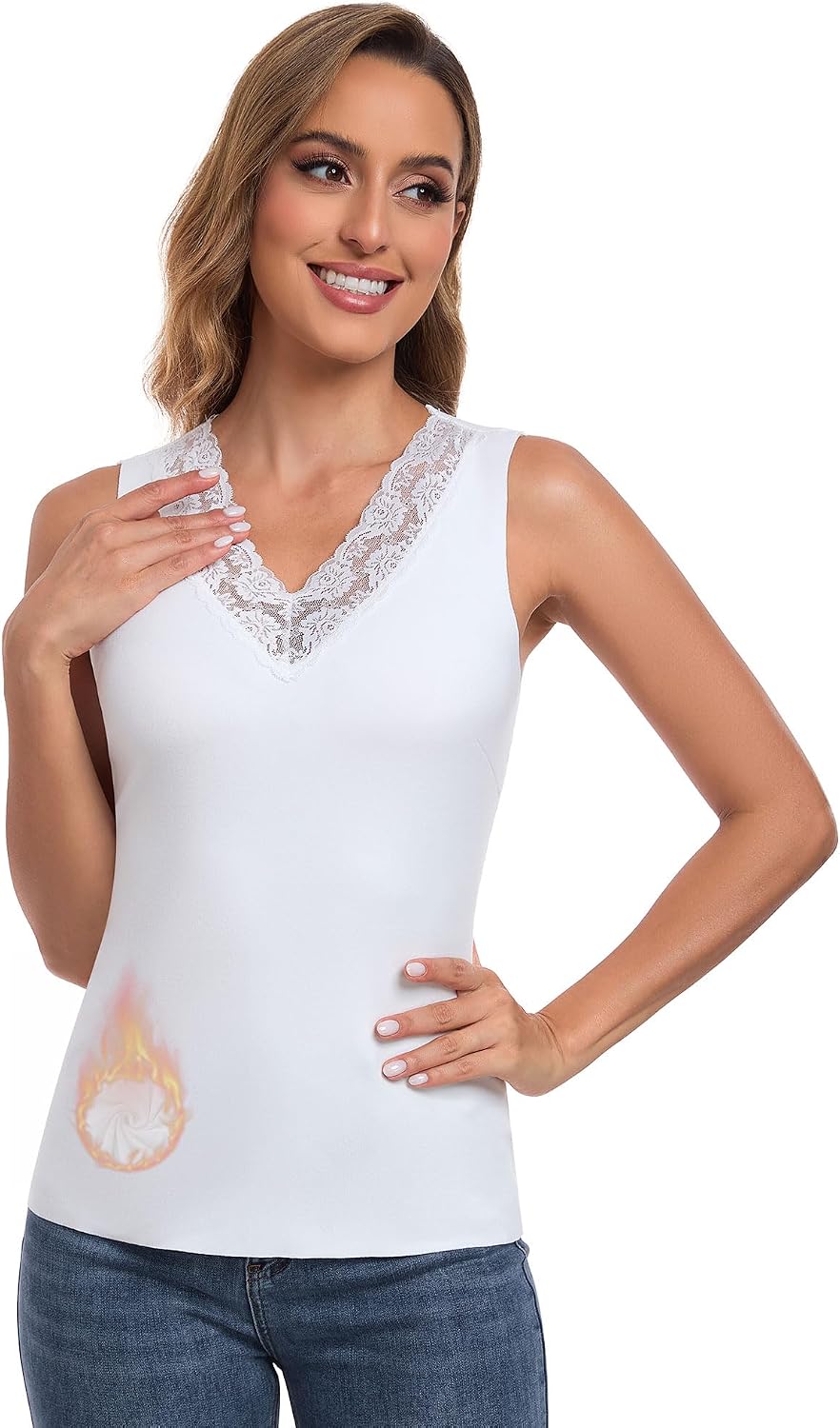 MANCYFIT Thermal Tank Top for Women Fleece Lined Underwear Soft Camisole Baselayer Undershirts Sleeveless Winter Vest