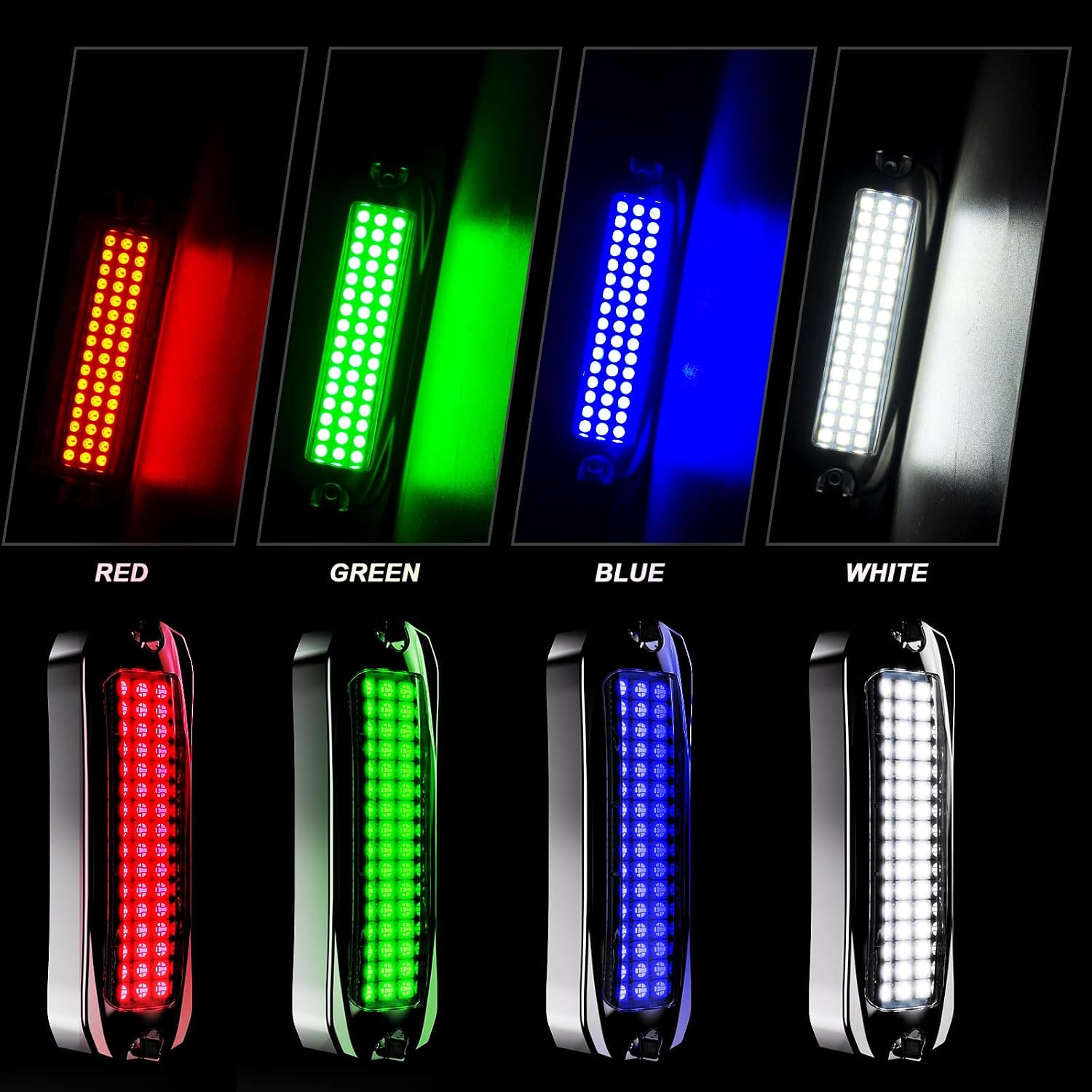2pcs 48led Boat Marine Led Underwater Lights,Stainless Steel IP68 Waterproof, for Ship Boats Transom Pool Yacht Sailboat Courtesy Deck Interior Lights (2pcs 48led, red)