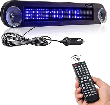 Leadleds Dc 12v Remote Led Car Sign Programmable Scrolling Message Sign Board for Car, Shop, Store Blue